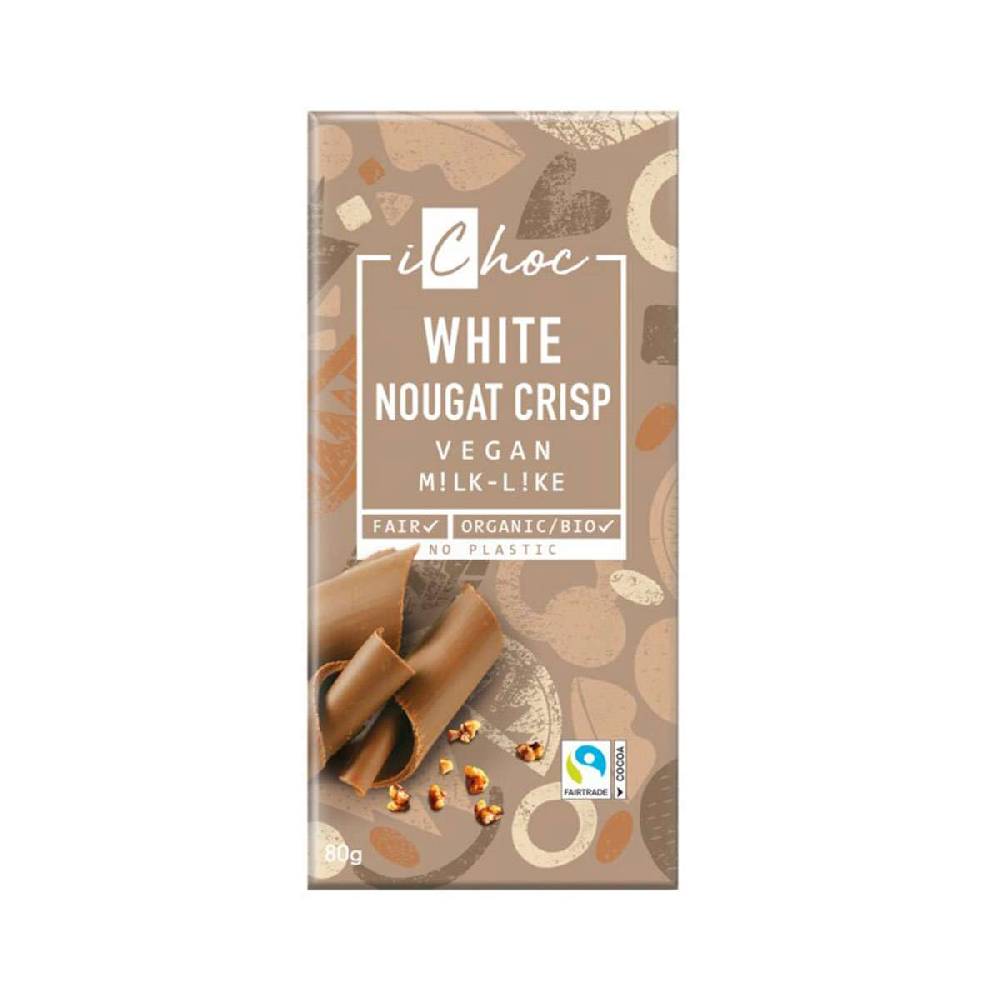 ichoc iChoc White Nougat Crisp - Vegan Chocolate with Croquant Clearance-Verkauf