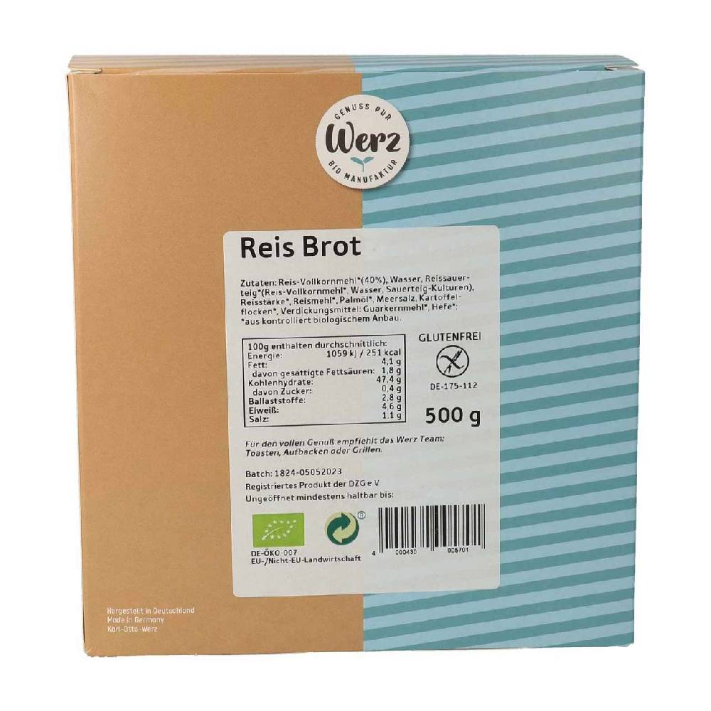 werz Rice Bread Gluten-Free 50% Rabatt für begrenzte Zeit