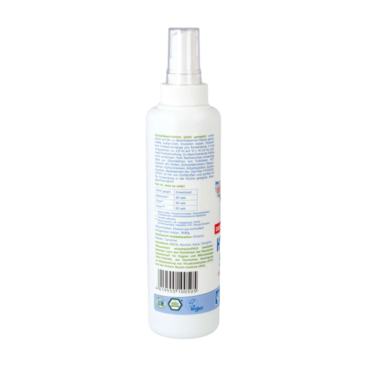 klar Disinfection spray without fragrances - Disinfection on the move Lagerräumung