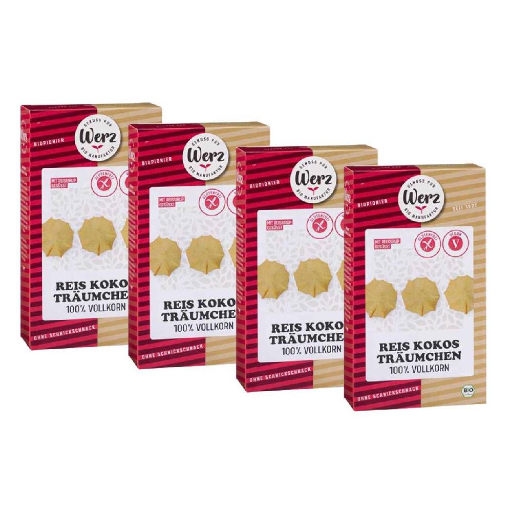 werz Rice Coconut Biscuits (4 x 125 grams) Zeitbegrenzte Promotion