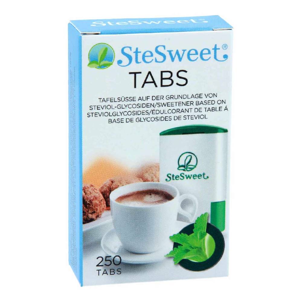 stesweet Stevia Tabs in a dispenser, 250 tablets Limitierter Zeitrabatt