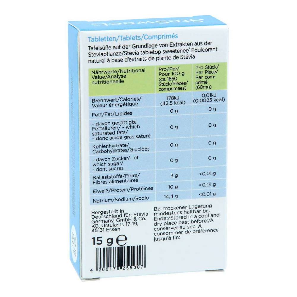 stesweet Stevia Tabs in a dispenser, 250 tablets Limitierter Zeitrabatt