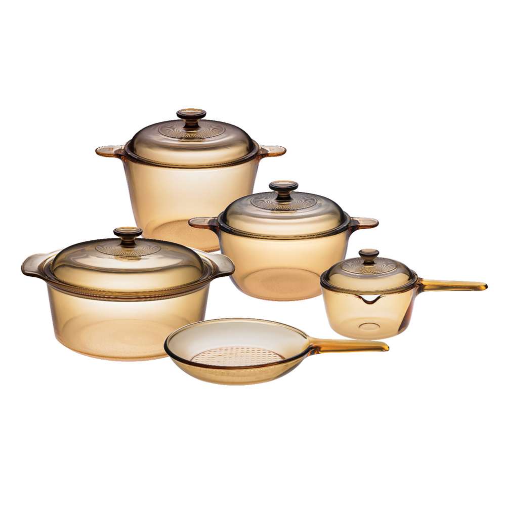 visions Visions Glass Pots and Pans - Set of 5 for Cooking & Serving
