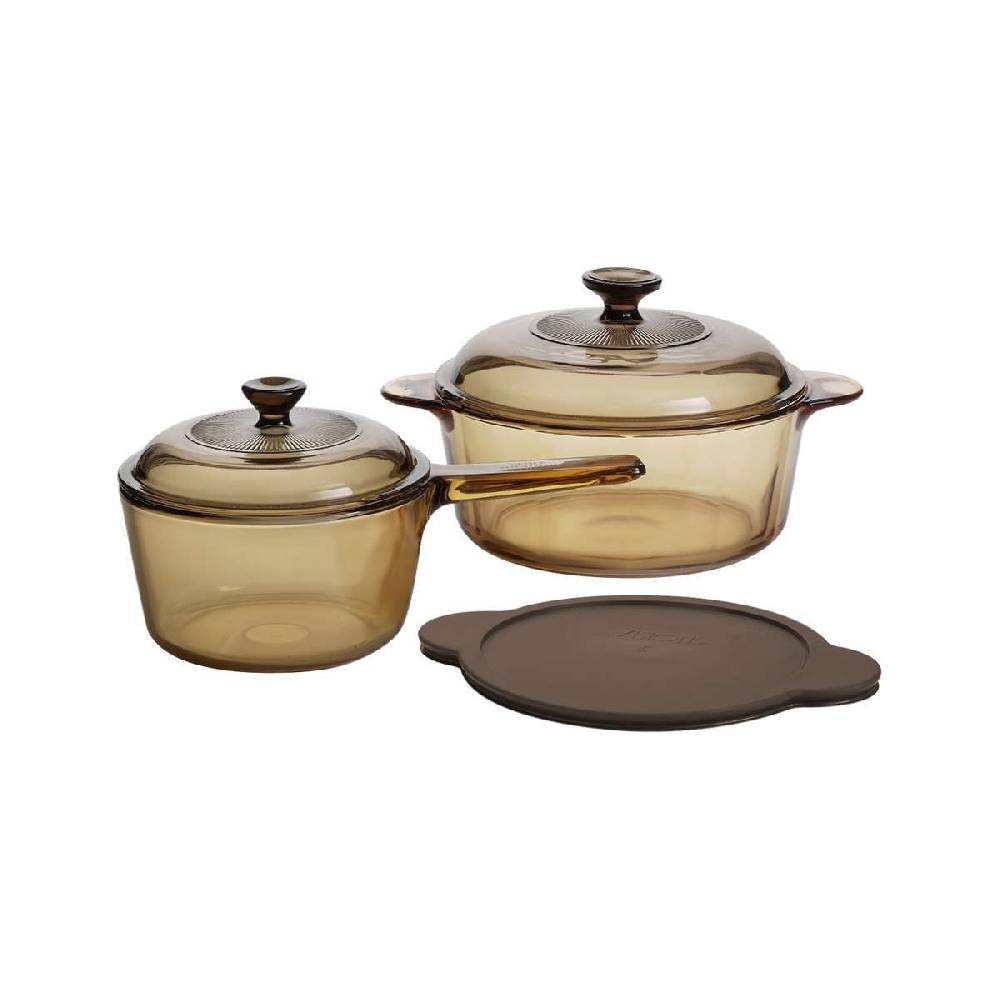 visions Visions Pans - Set of Spouted Glass Saucepan & Pot with Lids 2025