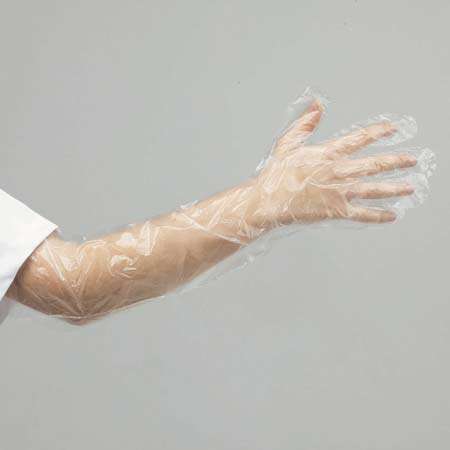 allermed Disposable Plastic Gloves Extra Long Auslauf