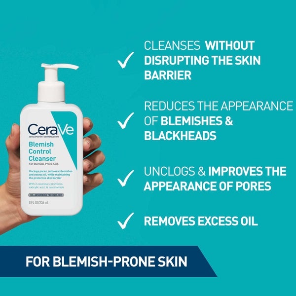CeraVe Blemish Control Face Cleanser with 2% Salicylic Acid & Niacinamide for Blemish-Prone Skin 236ml Online Outlet