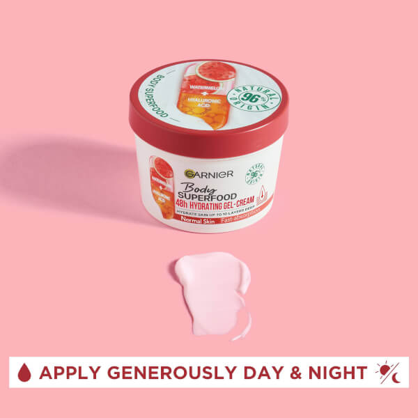 Garnier Body Superfood, Hydrating Gel-Cream, Watermelon and Hyaluronic Acid 380ml Begrenztes Angebot
