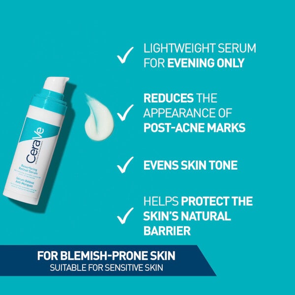 CeraVe Resurfacing Retinol Serum with Ceramides and Niacinamide for Blemish-Prone Skin 30ml Riesige Rabatte