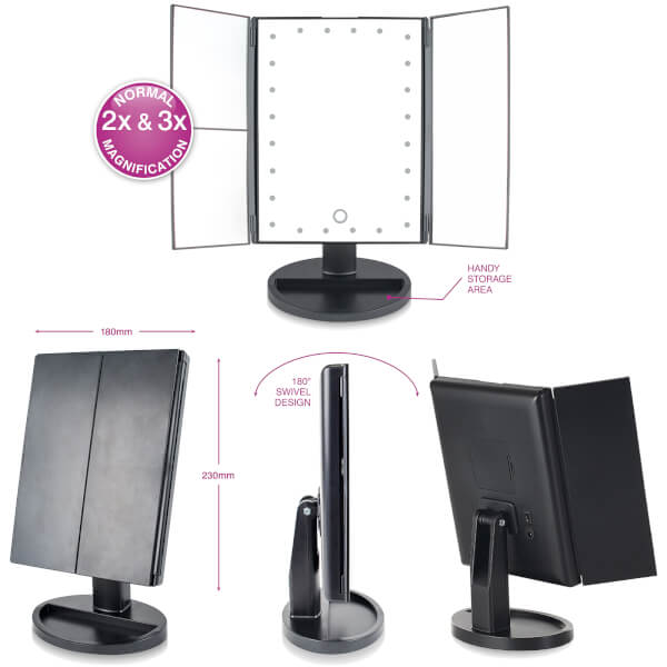 Rio 24 LED Touch dimmbarer Kosmetikspiegel mit 2-fach- & 3-fach- Vergrößerung Speichern exportieren