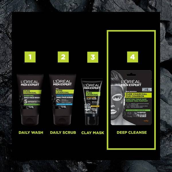 L'Oréal Paris Men Expert Pure Charcoal Purifying Tissue Mask 30g Fabrikverkauf