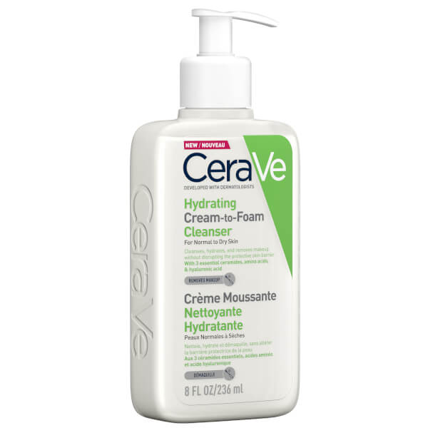 CeraVe Hydrating Cream-to-Foam Cleanser with Amino Acids for Normal to Dry Skin 236ml 50% Rabatt mit kostenlosem Versand