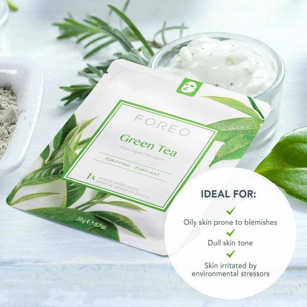 FOREO Green Tea Purifying Sheet Face Mask (3 Pack) Im Verkauf