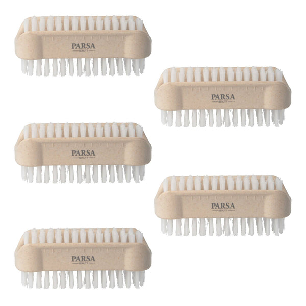 Parsa Beauty 5er Pack PARSA Beauty Nature Love Nagelbürste Handwaschbürste, doppelseitige Nagelbürste in beige Vatertagsangebot