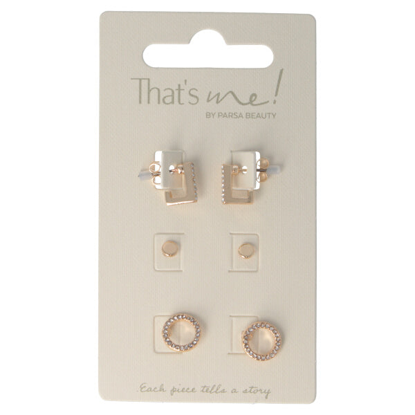 Parsa Beauty That's me by PARSA Beauty Ohrstecker-Set in Gold mit rechteckigen Huggies, Plättchen und Kreisen Online