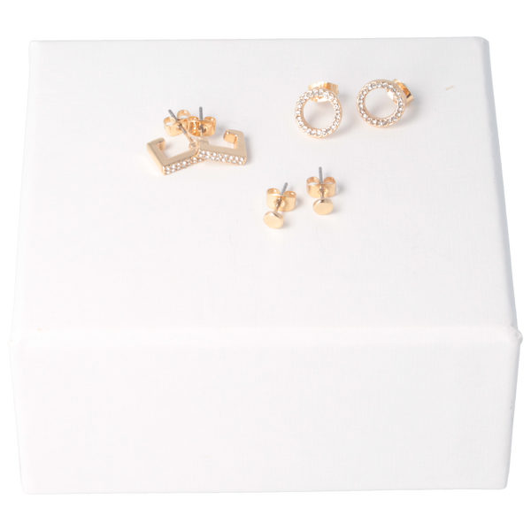 Parsa Beauty That's me by PARSA Beauty Ohrstecker-Set in Gold mit rechteckigen Huggies, Plättchen und Kreisen Online