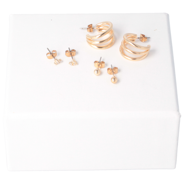 Parsa Beauty That's me by PARSA Beauty Ohrstecker-Set in Gold mit Creolen-, Blüten- und Kugelsteckern Auslauf