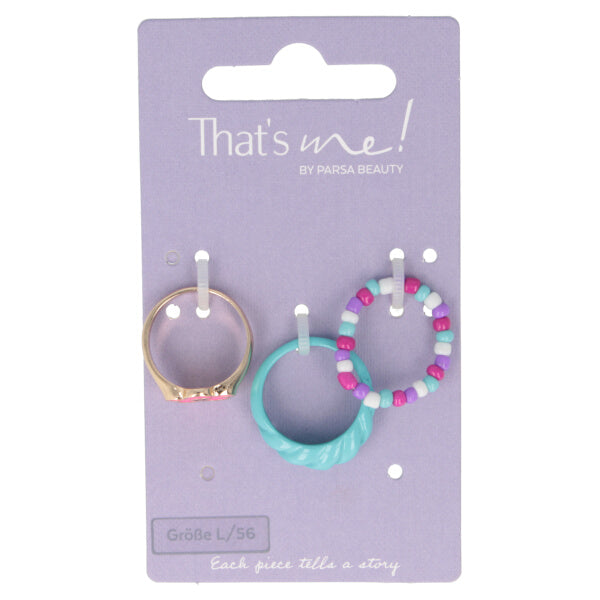 Parsa Beauty That's me by PARSA Ring-Set mit goldenem Statement Ring und zwei farbenfrohen Ringen Blitzverkäufe