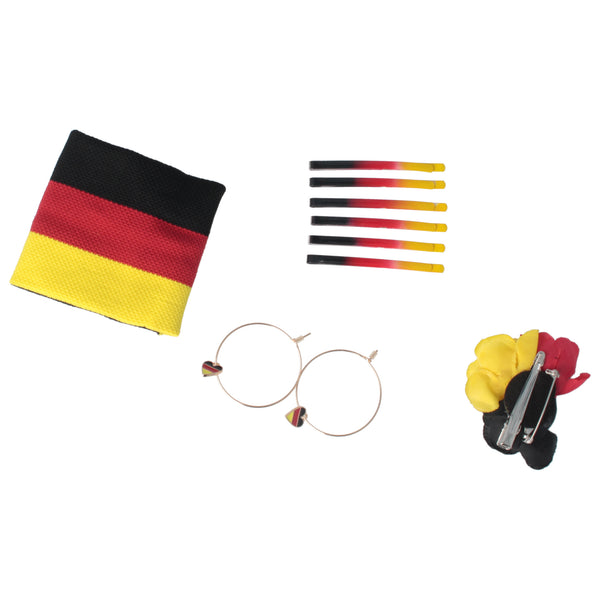Parsa Beauty PARSA Beauty Deutschland Fanartikel Set Blüten-Haarclip, Bobbypins, Creolen und Schweißband für EM und WM 50% Rabatt mit kostenlosem Versand