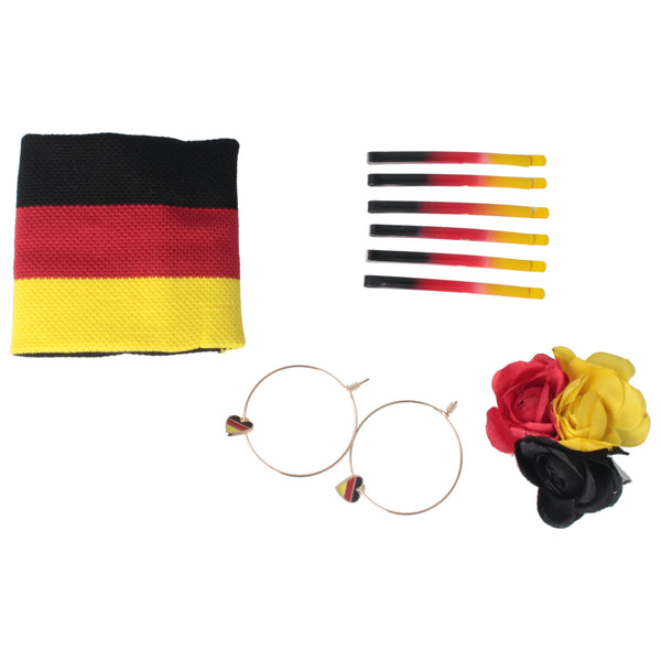 Parsa Beauty PARSA Beauty Deutschland Fanartikel Set Blüten-Haarclip, Bobbypins, Creolen und Schweißband für EM und WM 50% Rabatt mit kostenlosem Versand