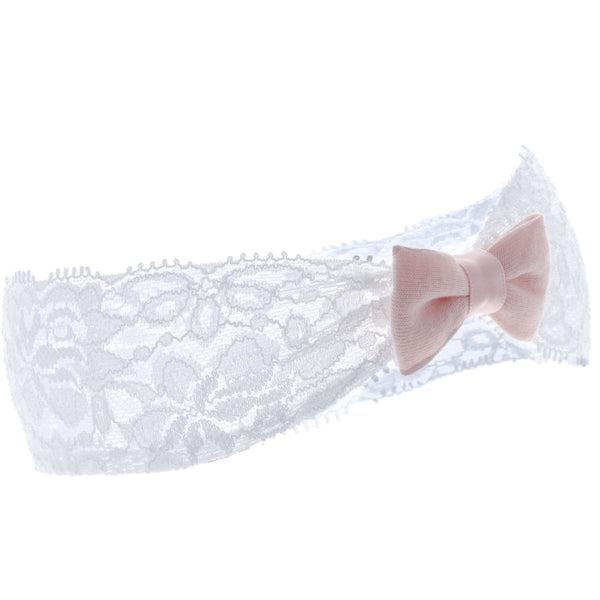 Parsa Beauty PARSA Baby Haarband weiß Spitze mit rosa Schleife Cyber Monday