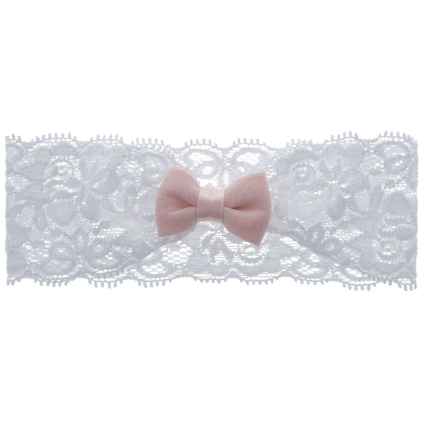 Parsa Beauty PARSA Baby Haarband weiß Spitze mit rosa Schleife Cyber Monday