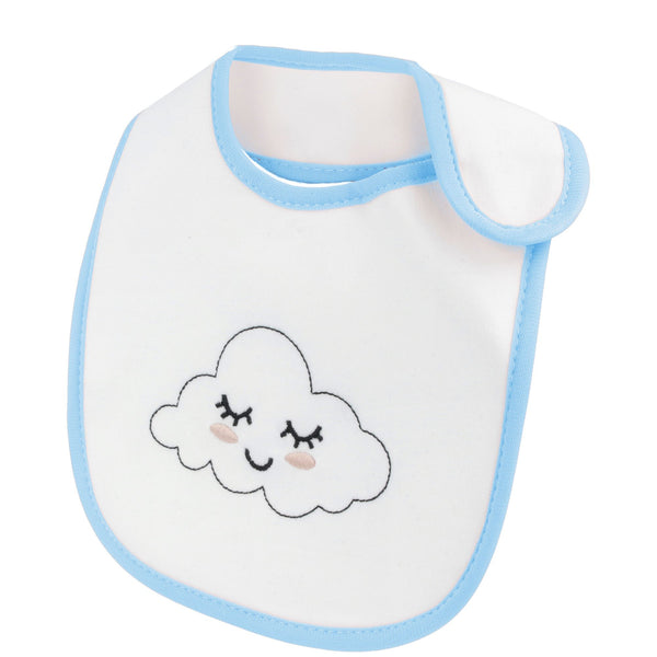 Parsa Beauty PARSA Baby Lätzchen mit Klettverschluss wasserdicht in weiß mit blauem Bündchen Muttertagsangebot