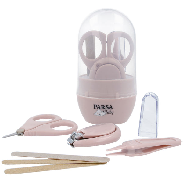 Parsa Beauty PARSA Baby 6-teiliges Nagel-Pflegeset, Nagelknipser, Nasenpinzette, Baby Maniküre Schere Neugeborenen-Set für Mädchen Kauf eins, bekomm eins gratis