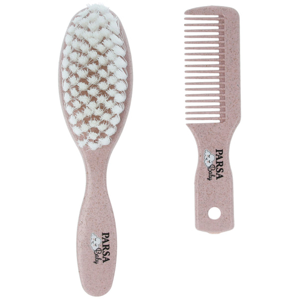 Parsa Beauty PARSA Baby Pflegeset, Bürste und Kamm, Rosa zollfrei