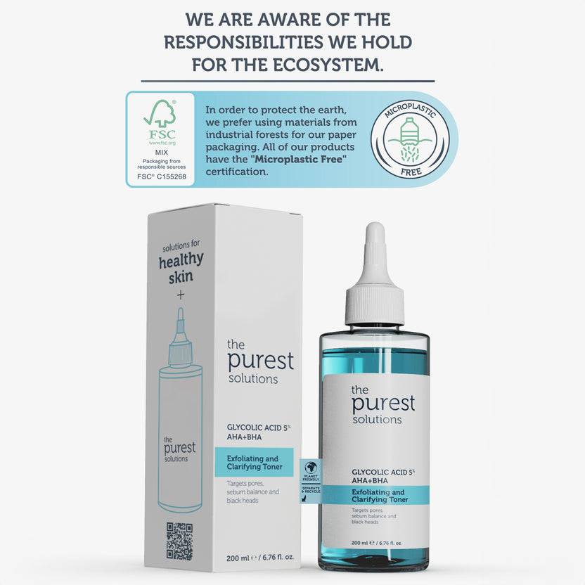 The Purest Solutions 5% Glycolic Acid + AHA & BHA Exfoliating and Clarifying Toner (200ml) Nur noch ein Tag übrig