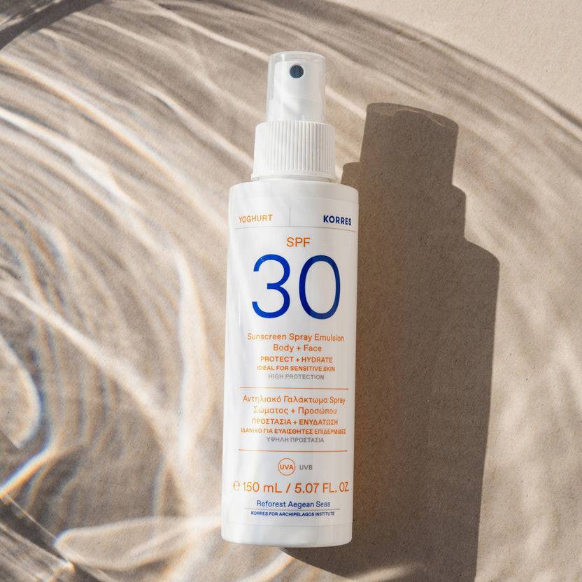 KORRES Yoghurt Sonnenschutz Sprüh-Emulsion für Gesicht & Körper SPF30 (150ml) Fabrikladen