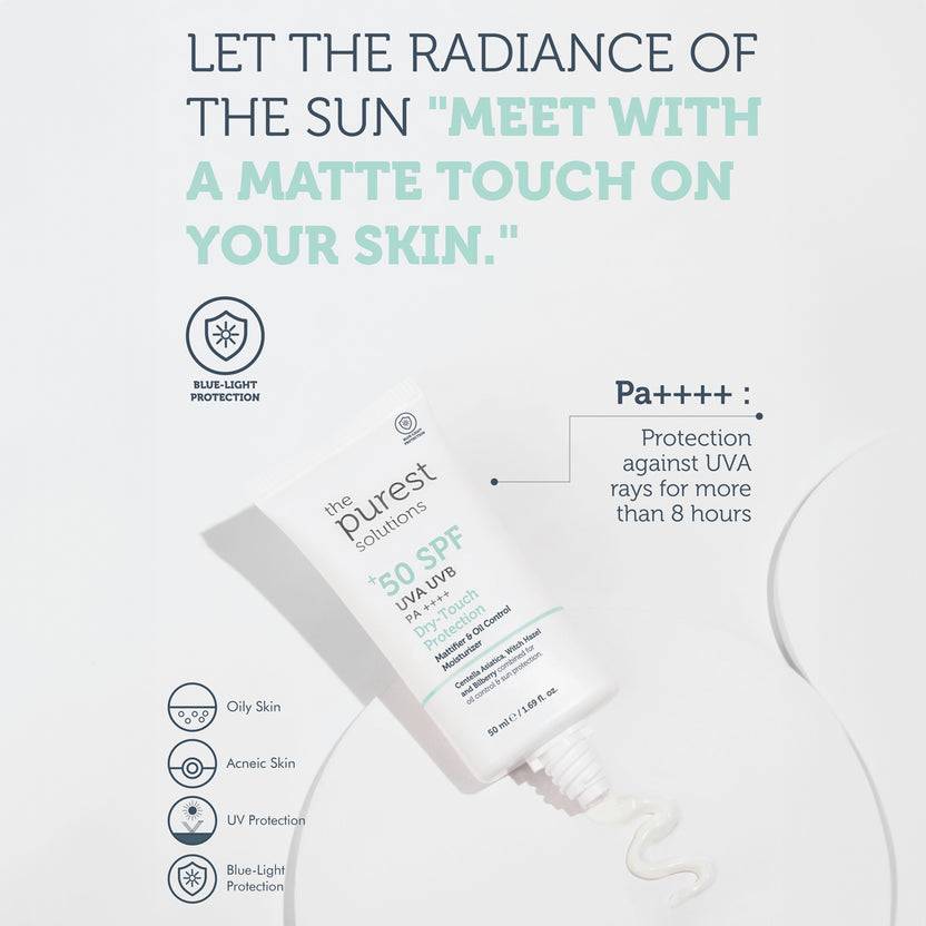 The Purest Solutions 50+ SPF UVA/UVB Dry-Touch Protection Mattifier & Oil Control Moisturizer Sunscreen (50ml) VIP-Rabatte