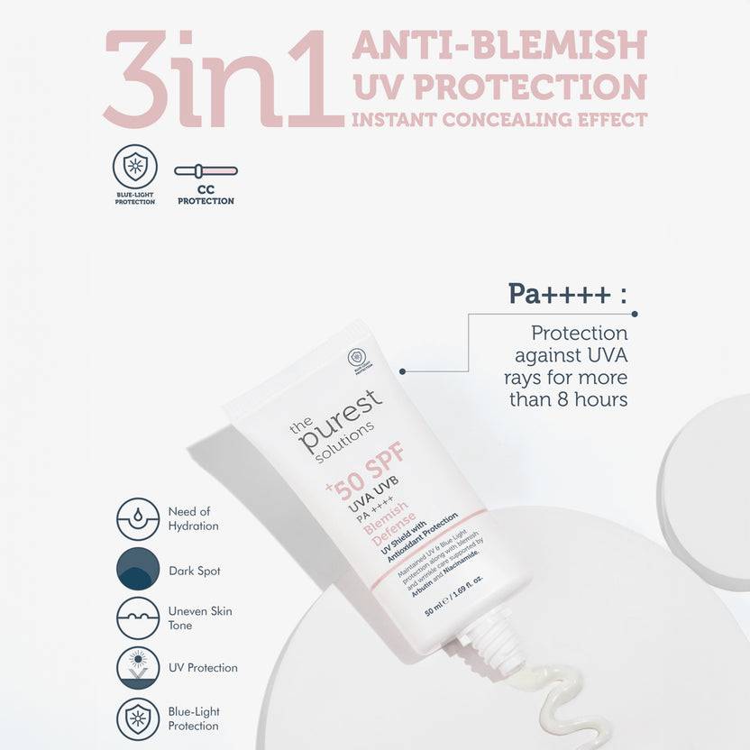 The Purest Solutions 50+ SPF UVA/UVB Blemish Defense Tinted Antioxidant Protection Suncreen (50ml) Tiefpreis