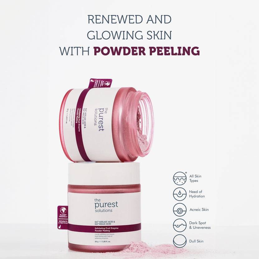 The Purest Solutions 0,6% Azelaic Acid + 0,6% Malic Acid Exfoliating Fruit Enzyme Powder Peeling (55g) Kauf eins, bekomm eins gratis