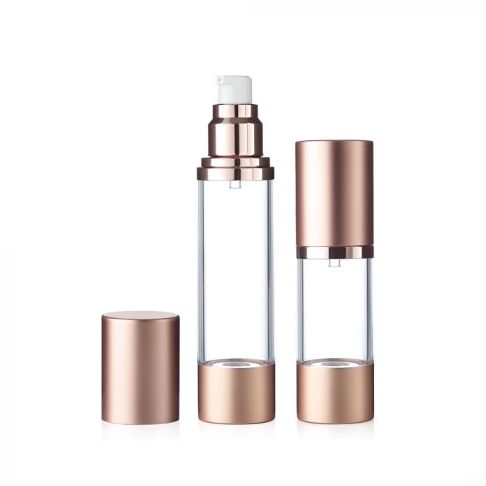 Spinnrad Airless Pumpspender in roségold mit transparentem Mittelteil für selbstgemachte Cremes Riesige Ersparnisse
