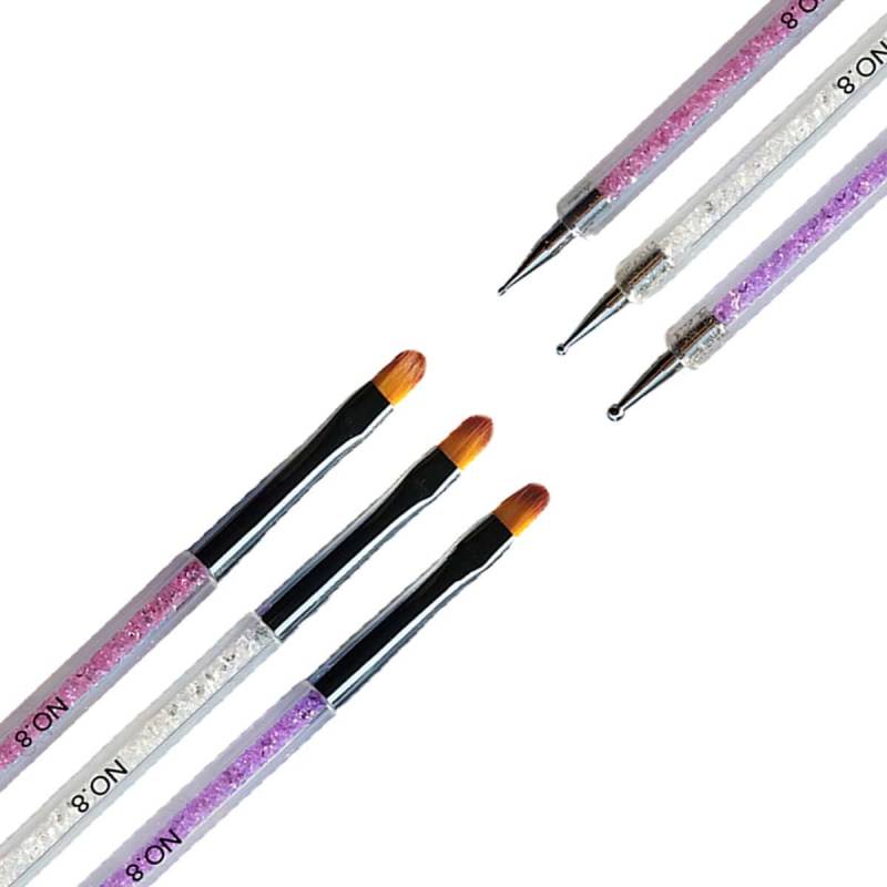 Sun Garden Nails 3 tlg. Set Spot Swirl Dotting Tool & Gelpinsel aus Rotmarderhaar - Rounded Fabrikladen