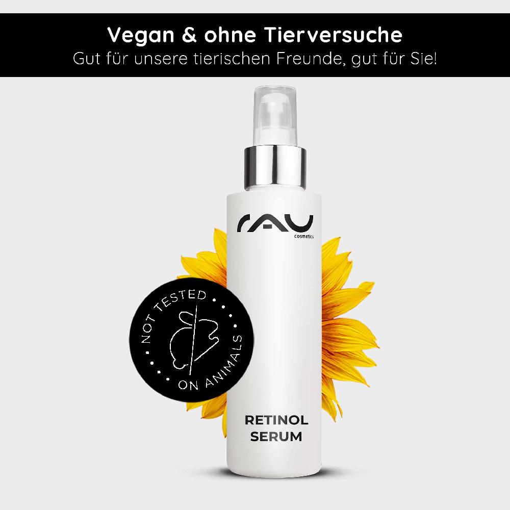 Rau Cosmetics Retinol Serum 100 ml - Vitamin A Serum für trockene und reife Haut Vierteljährliche Förderung