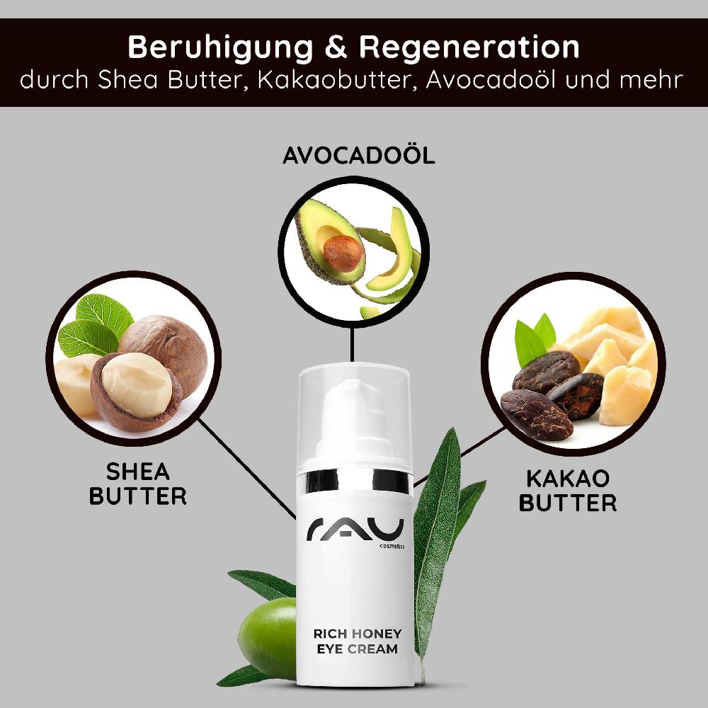 Rau Cosmetics Rich Honey Eye Cream 15 ml Reichhaltige Augencreme Discount Store für neue Produkte