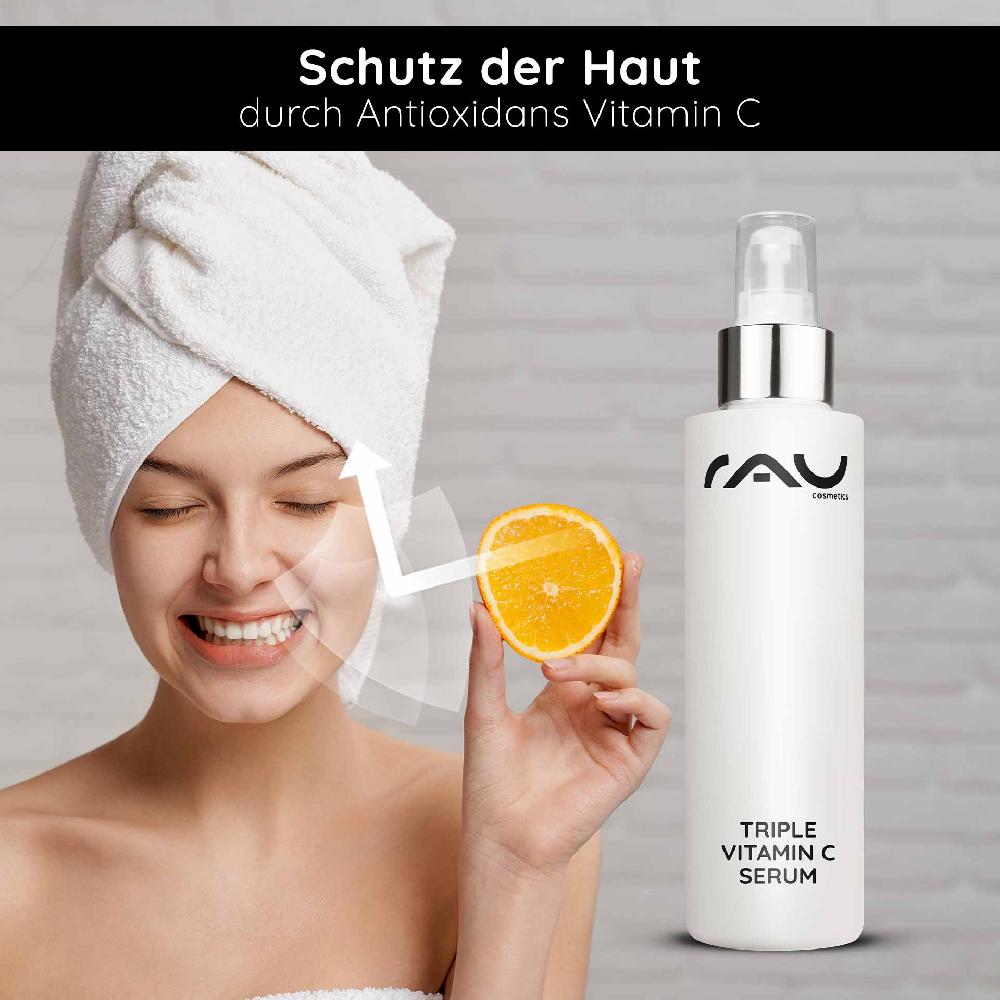 Rau Cosmetics Triple Vitamin C Serum 100 ml mit 11 % Vitamin C Säuren 50% Rabatt mit kostenlosem Versand