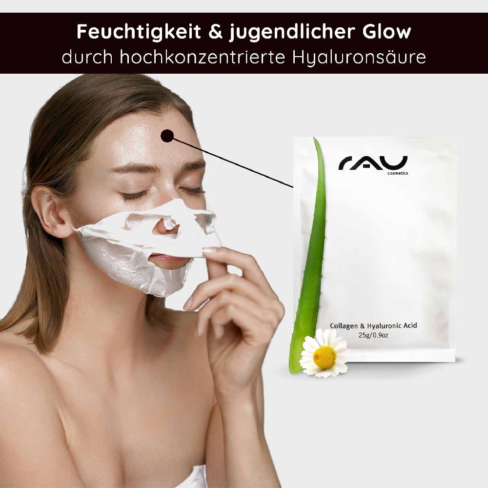 Rau Cosmetics Collagen & Hyaluronic Acid Mask Vliesmaske - 10er Pack Sonderangebot