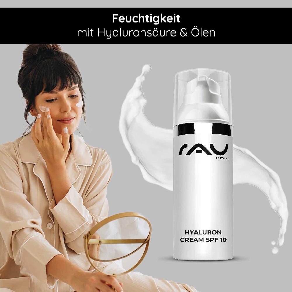 Rau Cosmetics Hyaluron Cream SPF10 50 ml Gesichtscreme mit UV-Schutz für trockene Haut Flash Sale