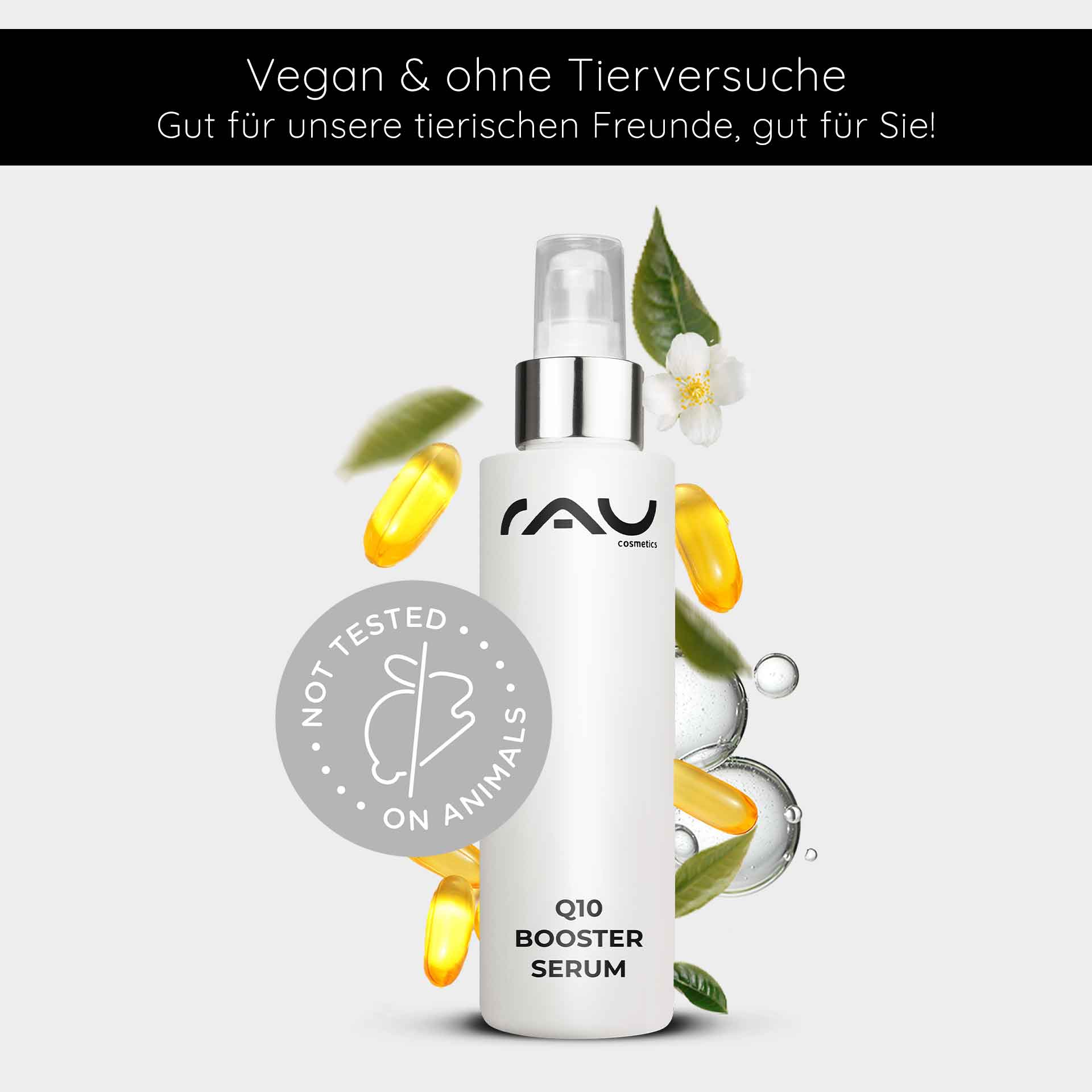 Rau Cosmetics Q10 Booster Serum 100 ml - mit Hyaluron Q10 & Lecithin Bis zu 60% Rabatt