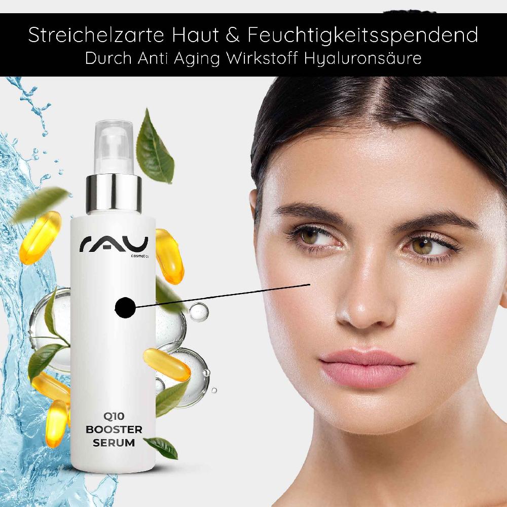 Rau Cosmetics Q10 Booster Serum 100 ml - mit Hyaluron Q10 & Lecithin Bis zu 60% Rabatt