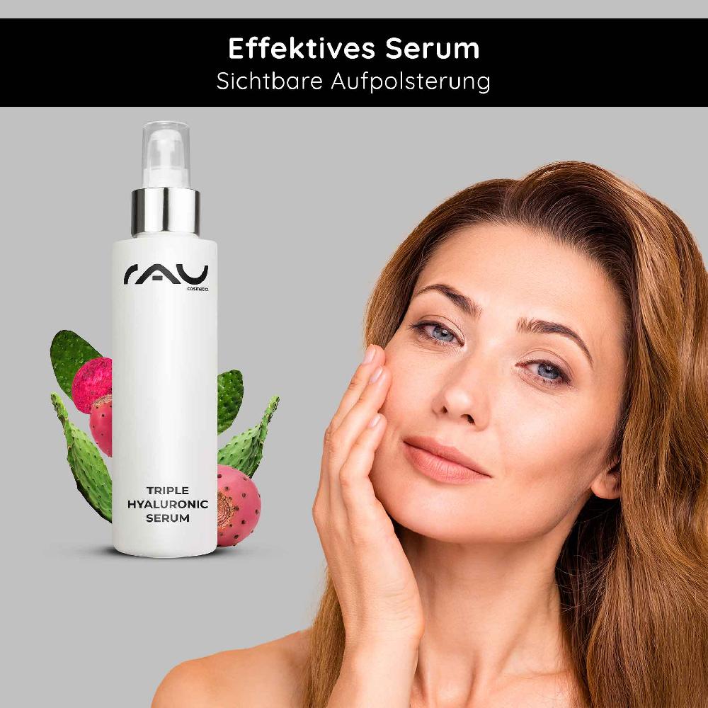 Rau Cosmetics Triple Hyaluronic Serum 100 ml mit Panthenol & Hyaluron Discount Store für neue Produkte