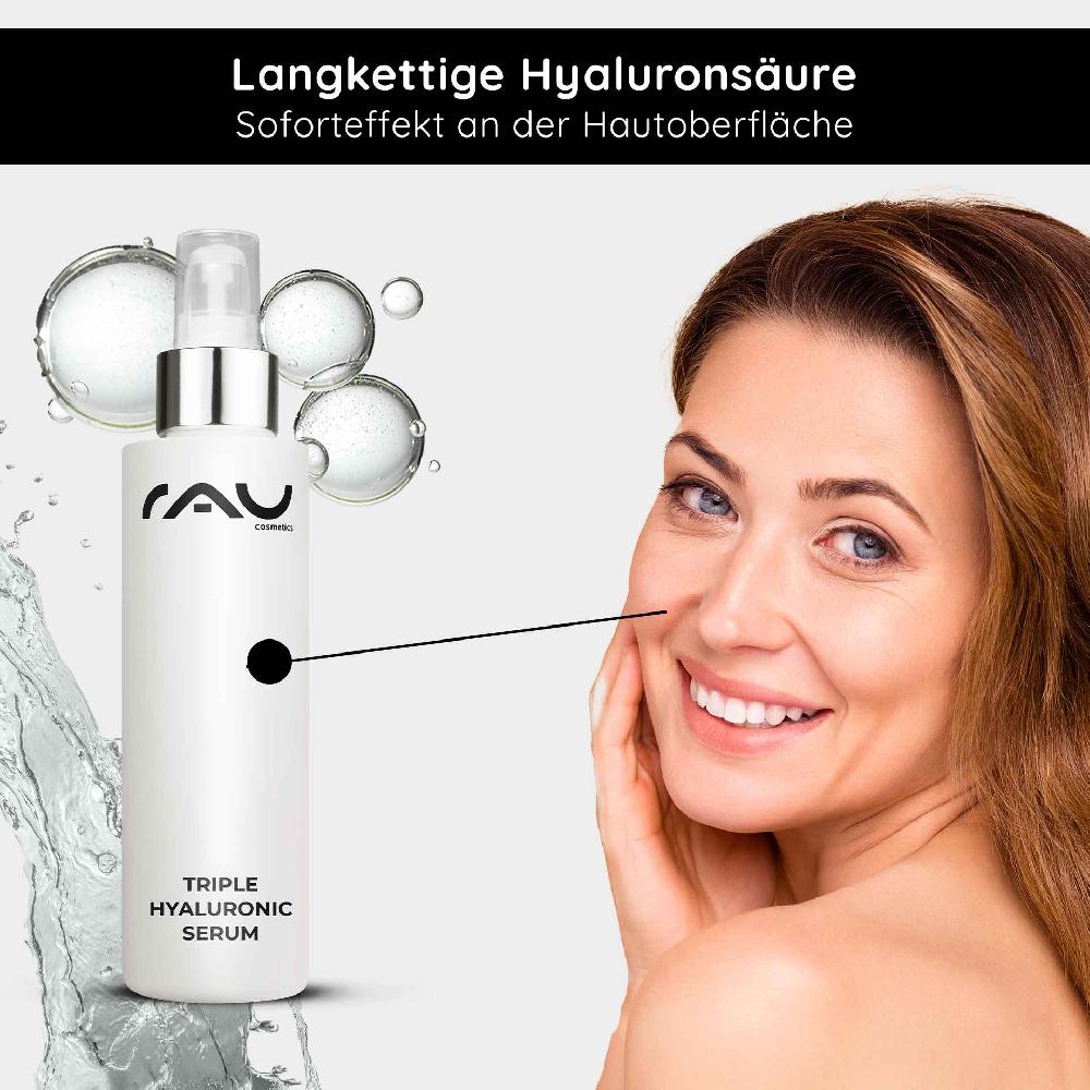 Rau Cosmetics Triple Hyaluronic Serum 100 ml mit Panthenol & Hyaluron Discount Store für neue Produkte